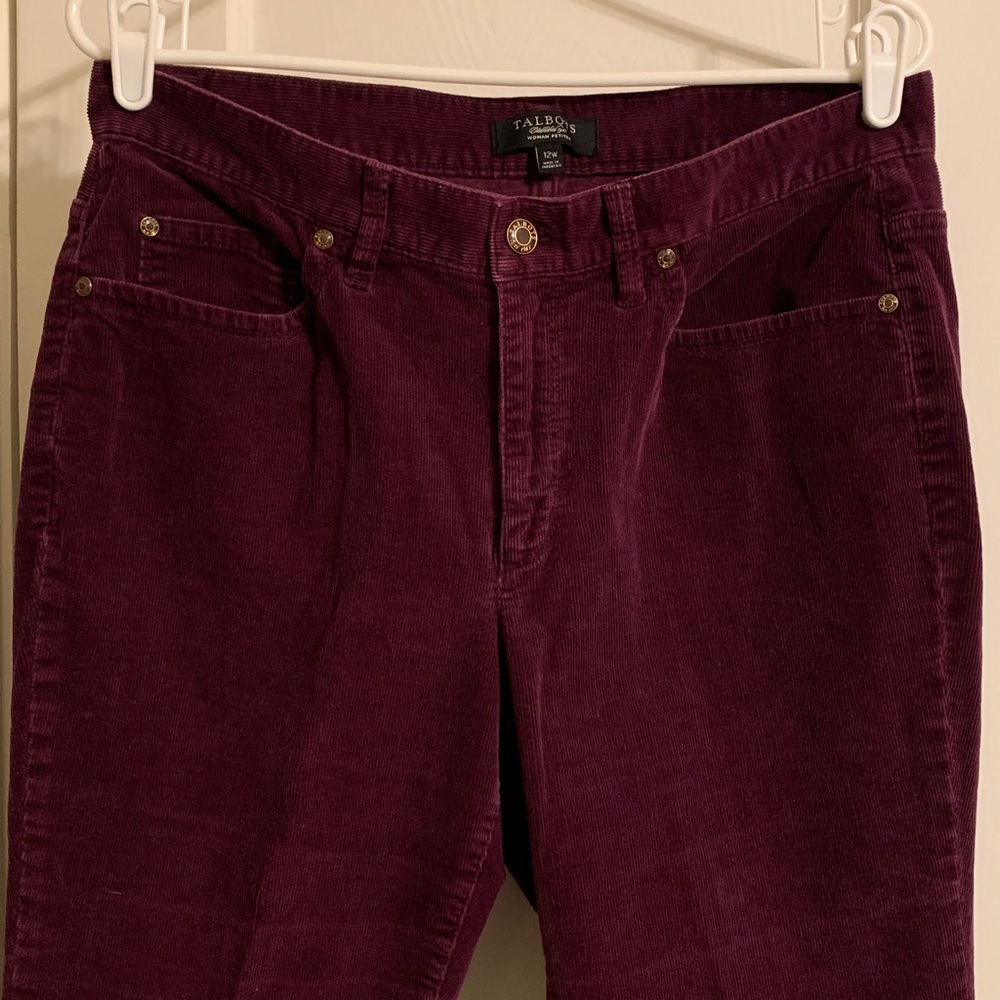 Talbots Women’s Corduroy Pants, Comfy Wider Leg, Petite, Pockets, Rivets, EUC